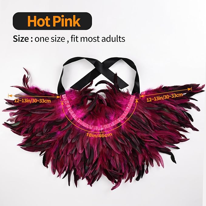 Gothic Natural Feather Shrug Feather Shawl Wrap Cape Victorian Collar for Halloween Cosplay Party Costume Accessories