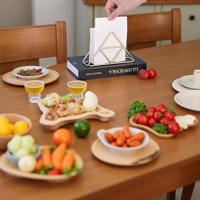 AIM & GGKK Gold Napkin Holder for Table - Triangle Metal Wire Paper Napkin Holder, Modern Restaurant & Home Dining Accessories (6.77" L x 4.4" H)