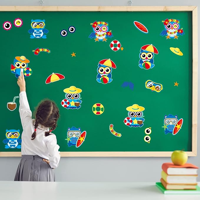 chiazllta 30 PCS Summer Craft Kits Kids DIY Hawaii Aloha Owl End of School Year Craft Preschool Art Craft, Make Your Own Bulk Set for Home Classroom Day-Care Game Activities Summer Party Favors