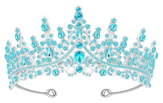 Tiara Crown for Women, Headband Hair Accessories for Birthday Wedding Party Costume (D-Blue)