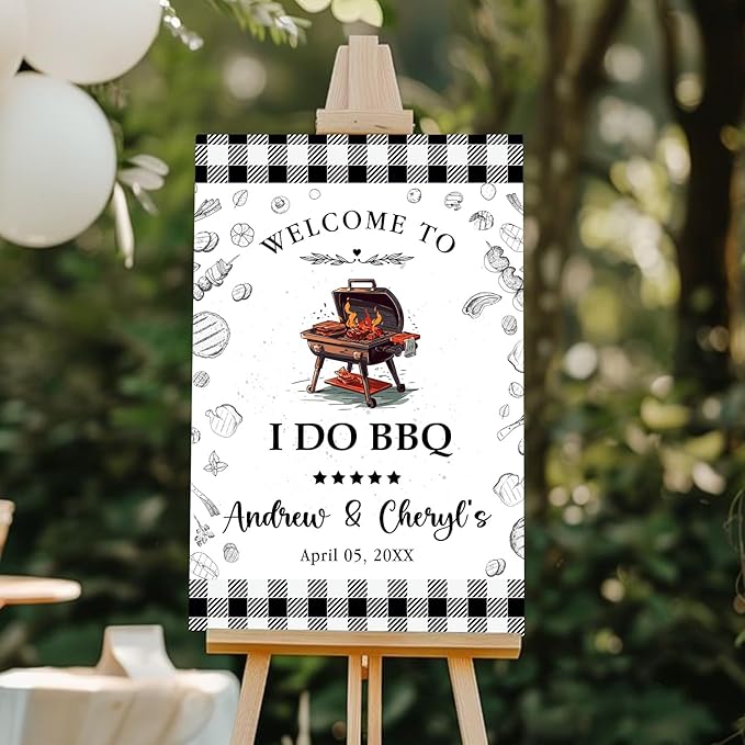 Personalized I Do BBQ Wedding Engagement Party Yard Sign, I Do BBQ Sign, I Do Barbeque Sign, Welcome Sign For BBQ Rehearsal Dinner, BBQ Signs For Outside, I Do BBQ Decorations