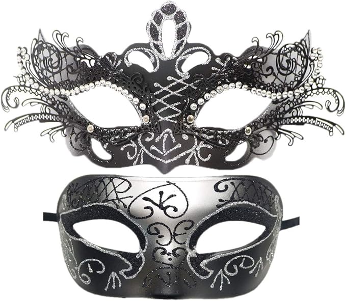 Coolwife Couples Masquerade Masks Metal Venetian Mardi Gras Party Evening Prom Costume Mask