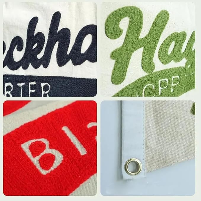 Personalized Name Pennant Flag, Handmade Embroidered Custom Canvas Nursery Pennant for Boy Girl, Baby Name Banner Flag Wall Hanging for Bedroom Dorm Baby Shower Kids Room