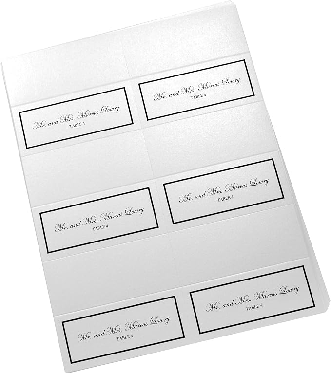 Single Line Border Printable Place Cards, Black (Choose Color), Set of 150 (25 Sheets), Laser & Inkjet Printers - Wedding, Party, Dinner, and Special Events - Made in the USA