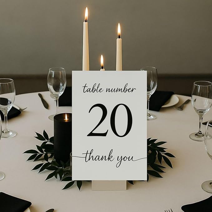 Wedding Table Numbers 1-20, Double-Sided Printed on Premium Cardstock – Elegant Event Table Signs for Receptions, Parties, Banquets & Restaurants