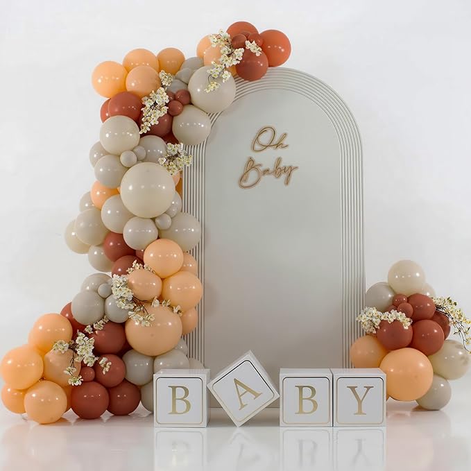 Brown Balloons Garland Arch Kit, Retro Brown Nude Balloons Arch, Tan Ivory Balloon, Burnt Orange White Sand Balloon for Thanksgiving Fall Autumn Pumpkin Neutral Baby Shower Birthday Party Decorations
