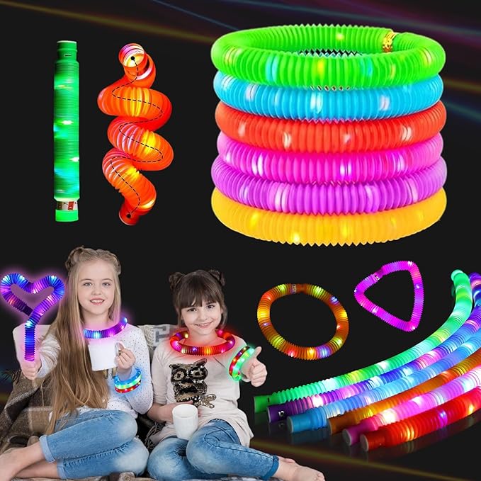 Multicolor 36PCS Light Up Pop Fidget Tubes Party Favors-Glow in The Dark Party Supplies for Kids and Adults, Perfect for Festivals, Birthday Parties, Raves, Concerts, and Camping Decorations