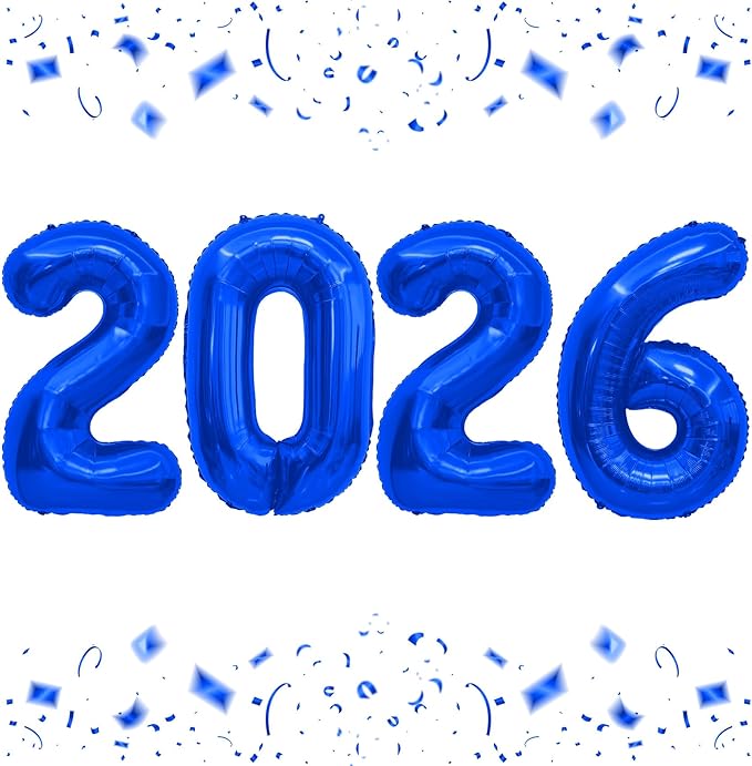 2026 Balloons, 40 Inch 2026 Number Balloons Royal Blue 2026 Balloon Large Foil New Year Balloon Numbers 2026 Mylar Baloons for Birthday Christmas Graduation New Years Eve Party Supplies Decorations