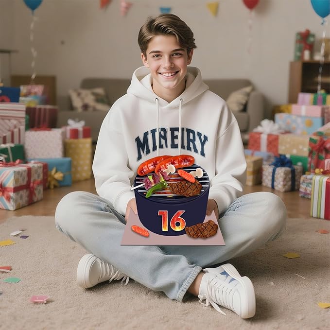 9 PCS BBQ Cake Topper Happy 16 Birthday Barbecue Decorations with Artificial Kebab and Hot Dog for Boys Girls Birthday Party Picnic Camping BBQ Theme Party Supplies