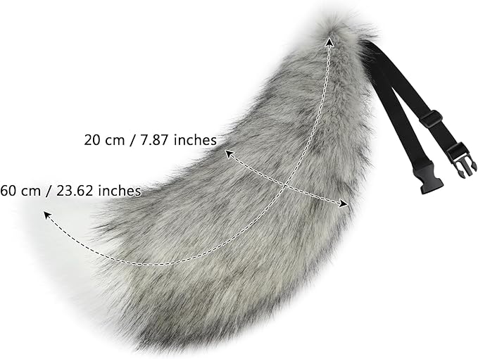 Adolala Faux Fur Wolf Fox Tail with Adjustable Elastic Belt Halloween Cosplay Costume Accessory