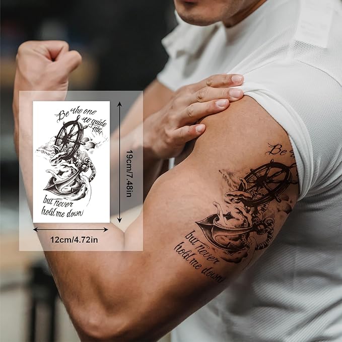 Black War Temporary Tattoo for Men, 6 Sheets Sleeve Tattoos Full Arm Temporary Tattoo, 11 Sheets Half Arm Fake Tattoos That Look Real, Soldiers for BBQ Pool Beach Party