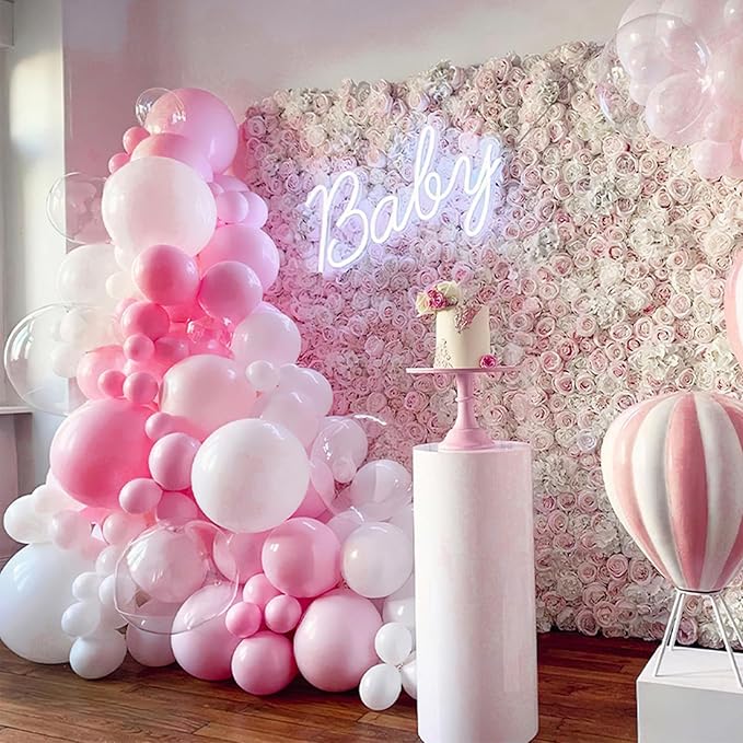 PartyWoo Baby Pink Balloons 50pcs 12 Inch Pastel Light Pale Pink Balloons for Girl Baby Shower Gender Reveal Engagement Wedding Anniversary Graduation Princess Birthday Party Decorations Pink-Q09