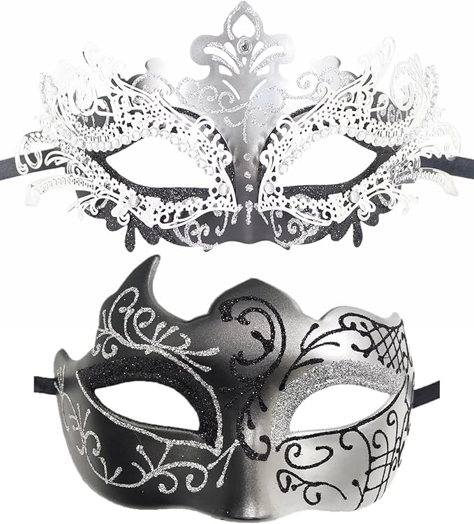 Coolwife Couples Masquerade Masks Metal Venetian Mardi Gras Party Evening Prom Costume Mask
