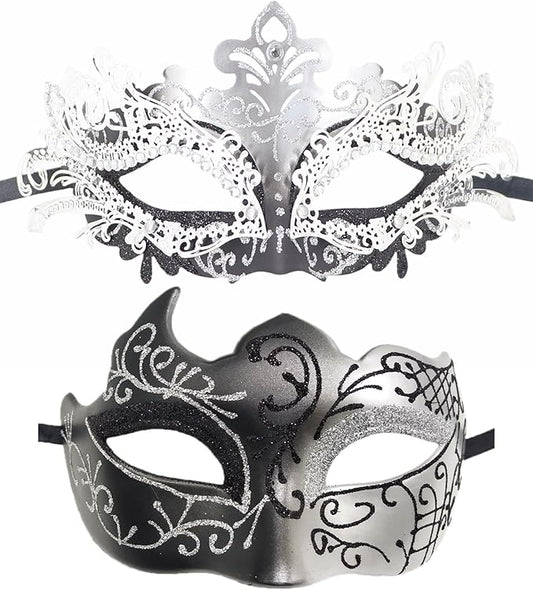 Coolwife Couples Masquerade Masks Metal Venetian Mardi Gras Party Evening Prom Costume Mask