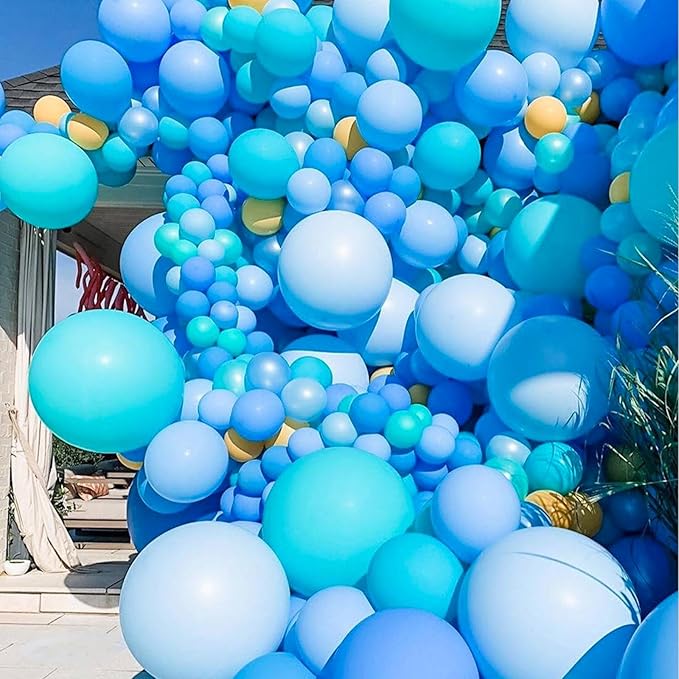 KAWKALSH Light Blue Balloon 110pcs, 12 Inch Thickened Latex Party Balloons Helium Bright Color for Birthday Baby Shower Wedding Party Supplies Arch Garland Decoration