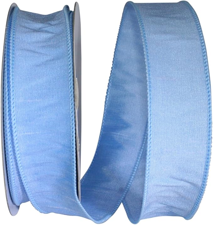 Reliant Ribbon 92975W-052-09H Dupioni Supreme Wired Edge Ribbon, 1-1/2 Inch X 20 Yards, Light Blue
