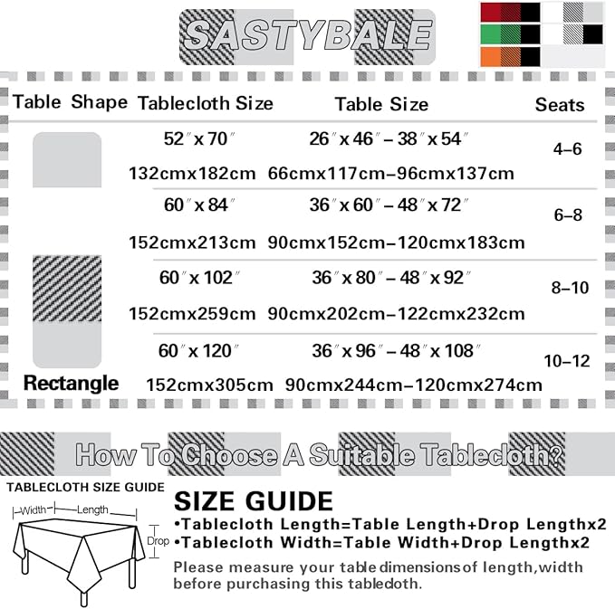 Buffalo Plaid Vinyl Tablecloth with Flannel Backing Rectangle 52 x 70 Inch, Waterproof & Anti Slip Checkered Table Cloth, Plastic Table Cover for Dining, Party, Indoor, Outdoor, Grey and White