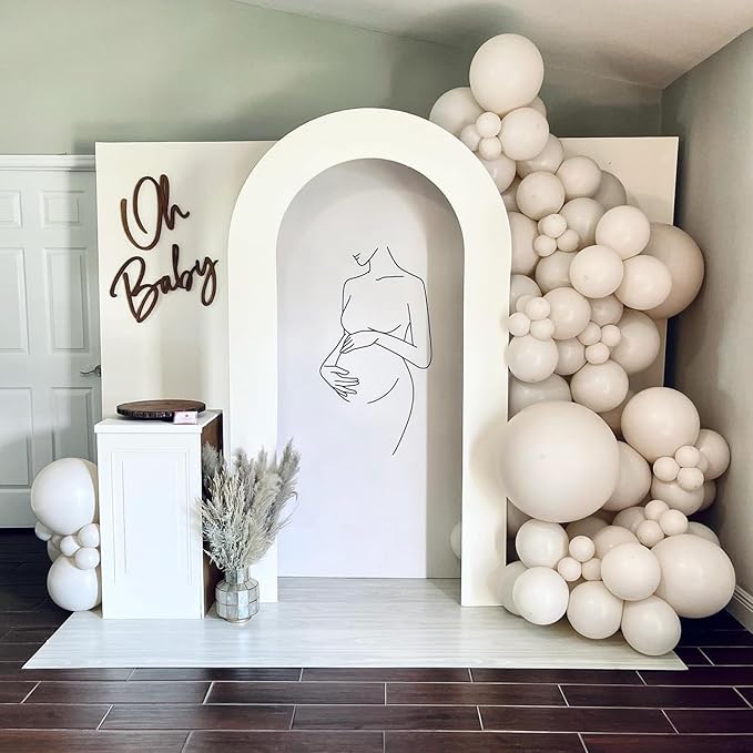 White Sand Balloons, 12 Inch 30 Pcs Beige Balloon Boho White Latex Cream Balloons Matte Off White Sand Neutral Helium Balloons for Birthday Wedding Baby Shower Anniversary Party Decorations