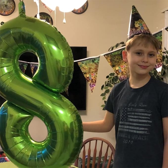 40 Inch Balloon Number 9 Green, Large Foil Number Balloons Set 0-9, Digital 9 Helium Balloons for Girls Boys Men Women 9th Jungle Football Birthday Anniversary Graduation Christmas Party Decoration