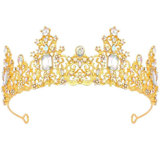 Didder Gold AB Rhinestone Princess Crown Birthday Tiara Prom Queen Tiaras and Crowns for Women and Girls Halloween Costume Headpiece Hair Accessories