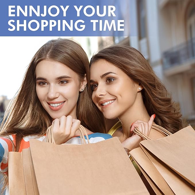 XPCARE 100Pack Large Paper Bags with Handles, 16x6x12 Inch Brown Paper Bag Kraft Shopping Bags for Business Merchandise Wedding Party Favor