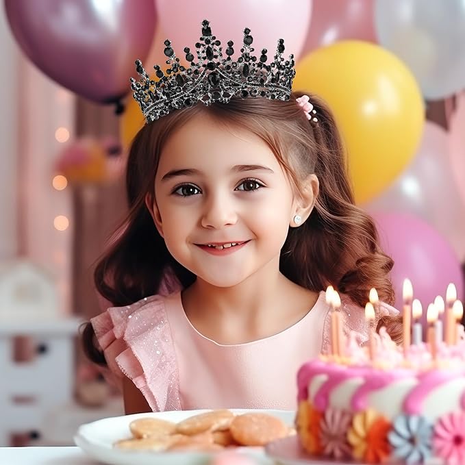 Schmoopy Tiara Crown for Women, Hair Accessories for Party Wedding (B-Black)