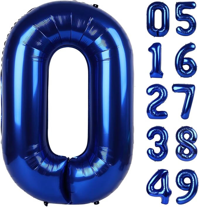 Night Blue Helium Number Balloon 40 Inch, Giant Foil Night Blue Number 0 Birthday Balloons, Large Numbers 10 20 30 40 50 60 70 80 90 100 2025, Party Celebration Supplies Decorations