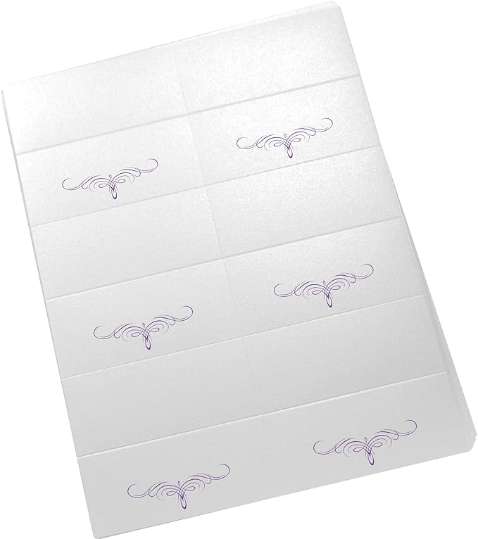Decadent Flourish Printable Place Cards, Purple (Choose Color), Set of 150 (25 Sheets), Laser & Inkjet Printers - Wedding, Party, Dinner, and Special Events - Made in the USA