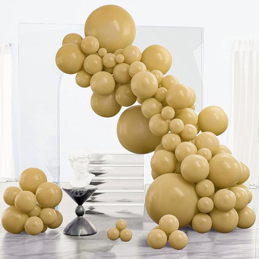 PartyWoo Tan Balloons, 85 pcs Boho Tan Balloons Different Sizes Pack of 18 Inch 12 Inch 10 Inch 5 Inch Light Brown Balloons for Balloon Garland or Balloon Arch as Birthday Party Decorations, Tan-F19