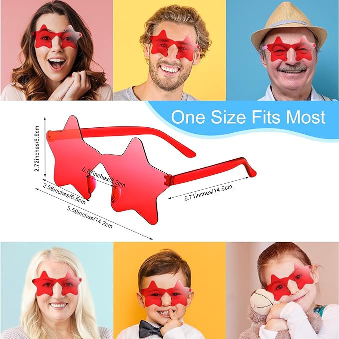 Morcheiong 10/20/30/40 Pack Star Sunglasses Colorful Rimless Sunglasses, Cool Pool Wedding Party Favor Pentagram Glasses