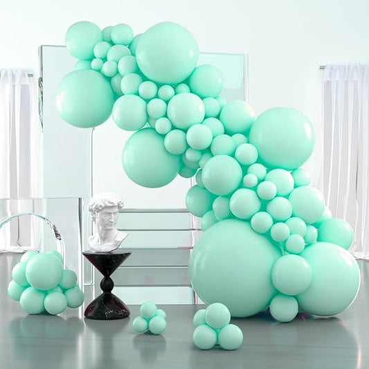 PartyWoo Mint Balloons, 100 pcs Pastel Teal Different Sizes Pack of 36 Inch 18 Inch 12 Inch 10 Inch 5 Inch Pastel Turquoise for Balloon Garland or Arch as Party Decorations, Mint-Q03