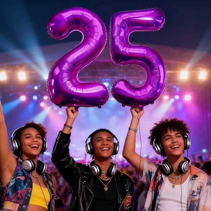 Laser Hot Pink Number 25 Balloons 40 Inch Giant Number Pink 25 Foil Mylar Balloons for 25th Birthday Anniversary Events Party Decorations