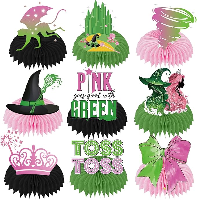 9 Pcs Witch Theme Centerpiece Table Decoration Witch Theme Honeycomb Centerpieces Honeycomb Table Toppers for Witch Party Supplies Witch Party Table Decoration