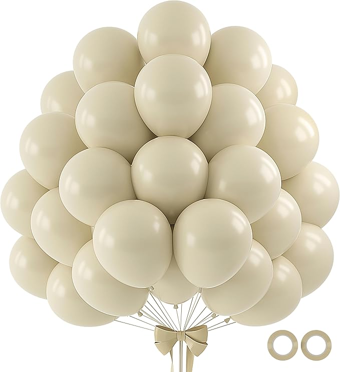 110pcs White Sand Balloons 12 Inch White Latex Balloon Garland Arch Kit for Birthday Baby Shower Anniversary Graduation Wedding Party Decorations