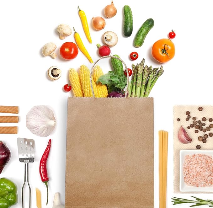 MESHA Gift Bags 10X5X13'' 500 Pack,Large Brown Paper Bags with handles bulkfor Small Business