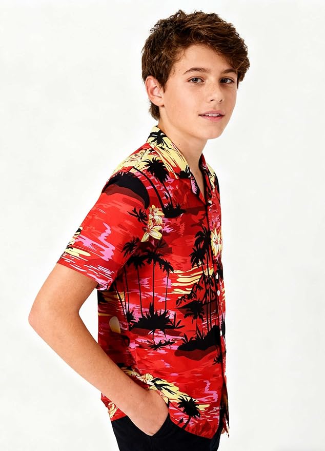 Cromoncent Matching Hawaiian Outfits for Family, Dad and Son Matching Luau Beach Tropical Shirts Mommy Daughter Tropical Sets