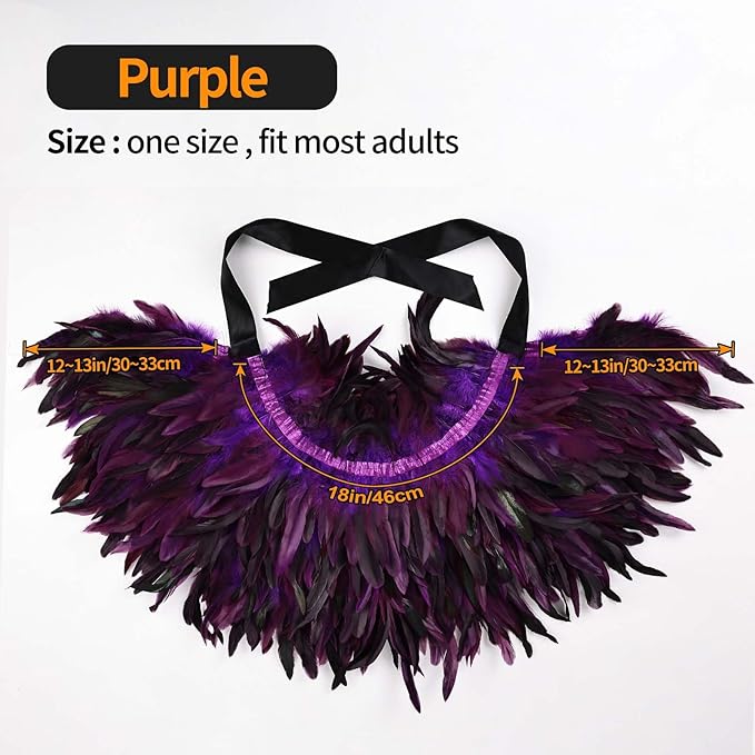 Gothic Natural Feather Shrug Feather Shawl Wrap Cape Victorian Collar for Halloween Cosplay Party Costume Accessories