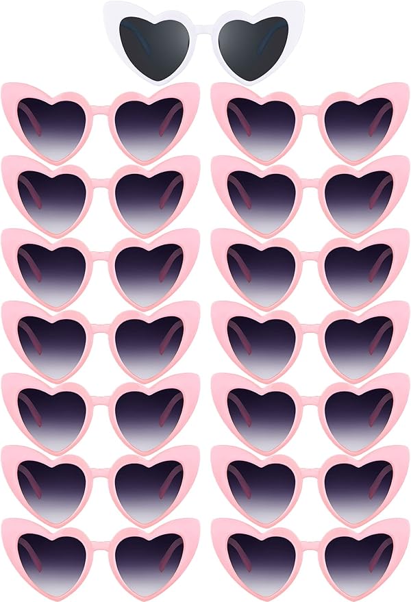 Flutesan 15 Pairs Heart Shaped Sunglasses Vintage Cat Eye Sunglasses for Bachelorette Party Supplies