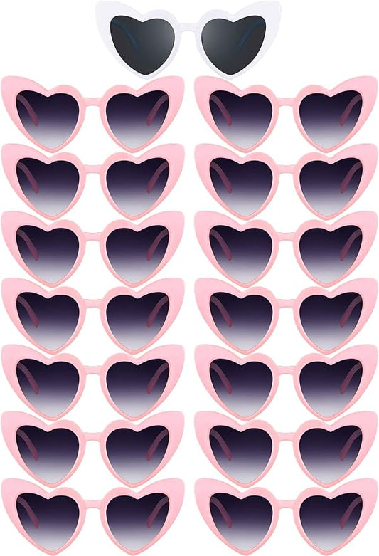 Flutesan 15 Pairs Heart Shaped Sunglasses Vintage Cat Eye Sunglasses for Bachelorette Party Supplies
