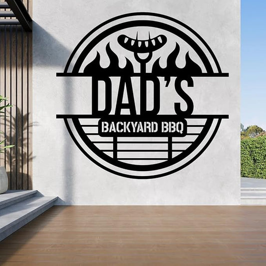 Custom BBQ Grill Metal Sign, Personalized Backyard Bar & Kitchen Wall Art, Outdoor Patio Decor, Custom BBQ Welcome Sign, Dad Gifts, Grandpa Grill Sign, Housewarming Present, Man Cave Metal Sign