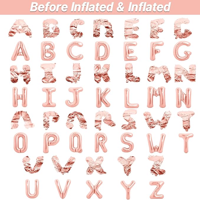 LIOZEOKUN Letter Balloons 16 Inch Alphabet A-Z Mylar Foil Balloons 2 Set for Wedding Birthday Party Decoration Banner Custom Phrase 52 Pcs