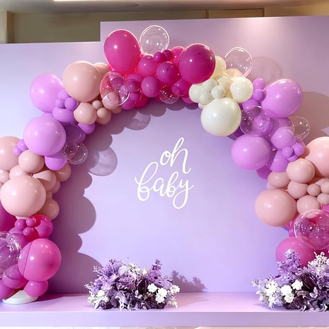 Red Pink Purple White Balloon Arch Kit, 166Pcs Dusty Pink Balloons Garland for Girl Women Wedding Engagement Anniversary Birthday Bridal Baby Shower Party Decorations