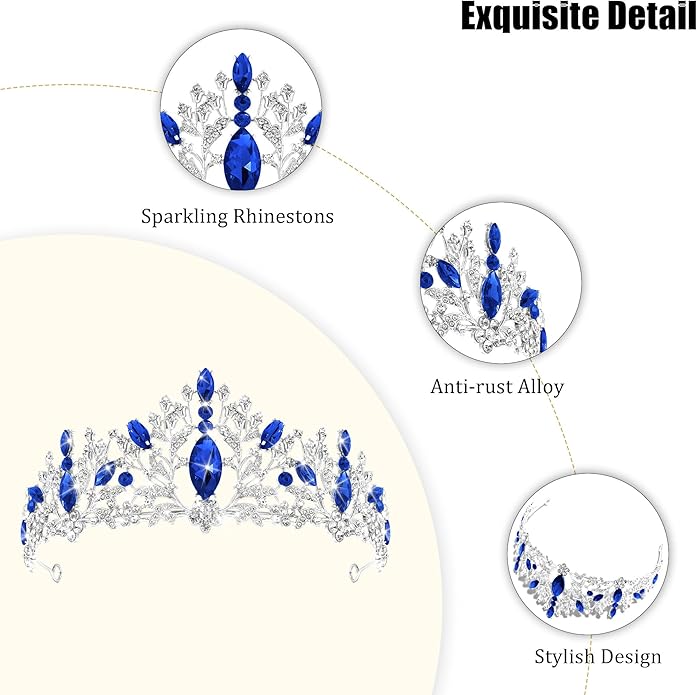 TAROSE Crowns for Women and Girls, Queen Crystal Gold Silver Tiaras with White Rhinestone and Combs, Goddess Crown for Wedding Bride Birthday Princess Bridal Shower Hair Accessories for Women