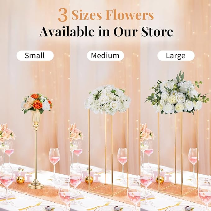 NUPTIO Flower Ball Arrangement Bouquet - 6 Pcs 9.5 inch Diameter Orange Fake Flowers Roses Balls for Centerpieces Tables - Artificial Rose Arrangements for Wedding Centerpiece Table Decorations