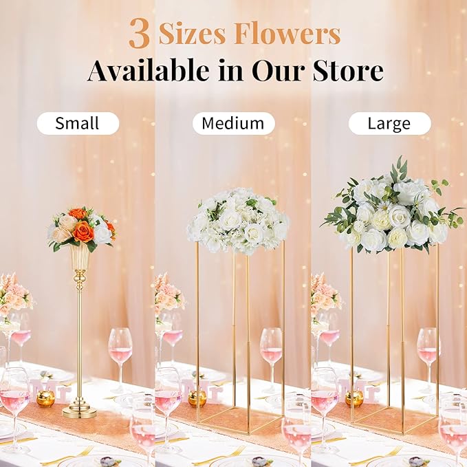 NUPTIO Flower Balls for Wedding Centerpieces: 9.5 Inch Diameter Orange Artificial Flower Ball Arrangement Bouquet Fall Party Table Decor - Fake Rose Autumn Weddings 2 Pcs