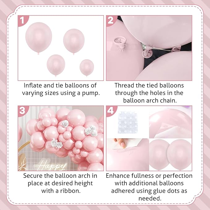 Pearl Pink Balloons Arch Double-Stuffed Baby Light Pink Balloons Garland Thick Balloons Different Sizes 18/12/10/5inch 61pcs Balloon for Wedding Valentines Day Birthday Decor