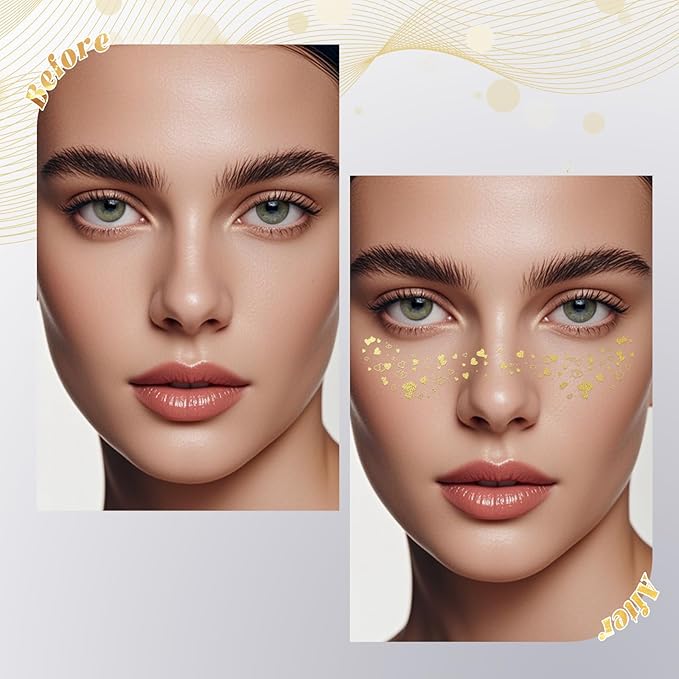 Glitter Freckles - Silver Face Glitter, 6PCS Face Fake Freckles, Sweatproof Glitter Freckles Face Tattoo, Faux Face Jewels for Women, Party Makeup Accessory Face Glitter for Kids, Cute Face Glitter