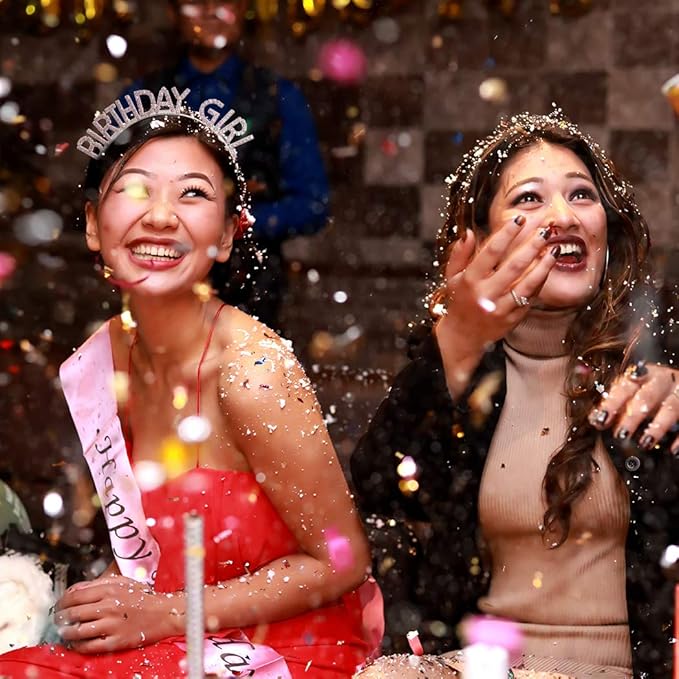 AOPRIE Birthday Girl Headband Crown for Women & Girls - Happy Birthday Princess Tiara Rhinestone Accessory, Pink