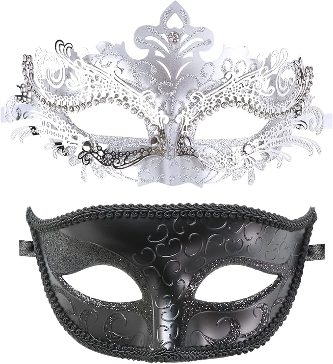 Coddsmz Couple Masquerade Mask Set - Venetian & Mardi Gras Mask for Women & Men