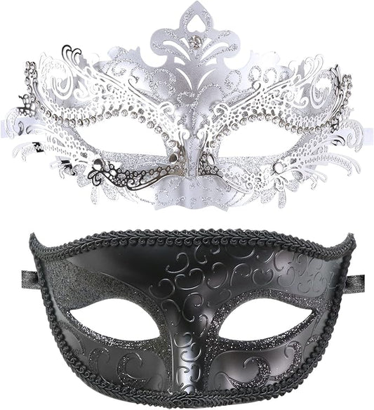 Coddsmz Couple Masquerade Mask Set - Venetian & Mardi Gras Mask for Women & Men